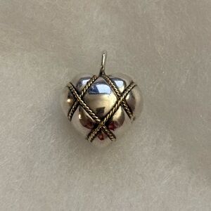 Silver Puffy Heart Pendant with 18k 750 Gold Accents Tiffany and co